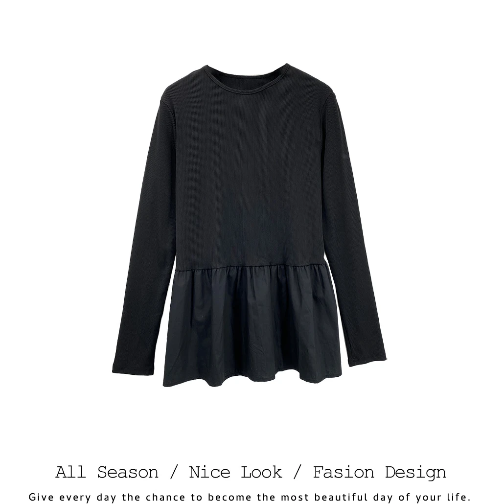 518      时尚拼接秋冬百搭黑色宽松长袖          款号#9231