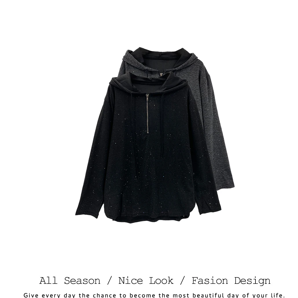 537/002/356 时尚镶钻满天星宽松百搭连帽长袖   款号#816