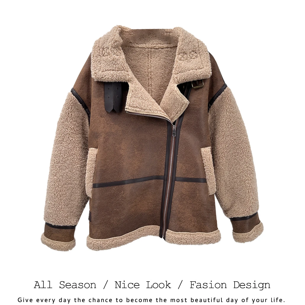 076   欧货时尚棕色立领百搭秋冬季休闲外套    款号#23955