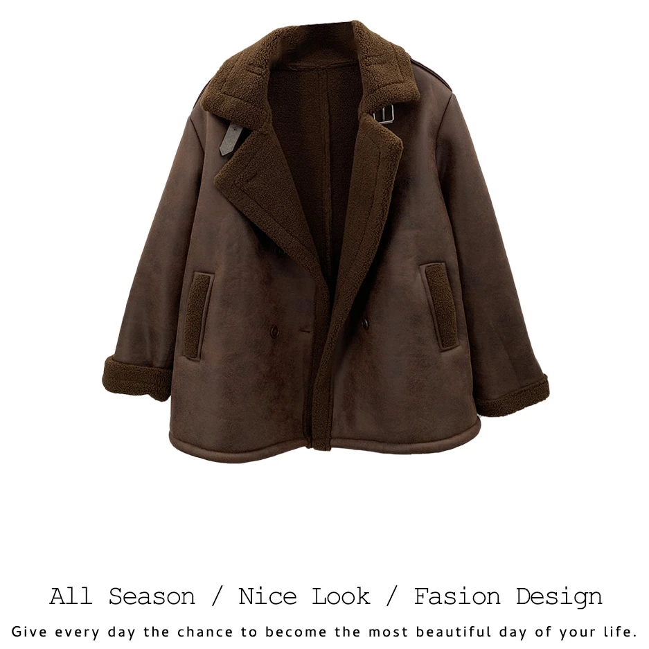 994    欧货时尚加厚咖色休闲宽松百搭秋冬外套        款号#8029