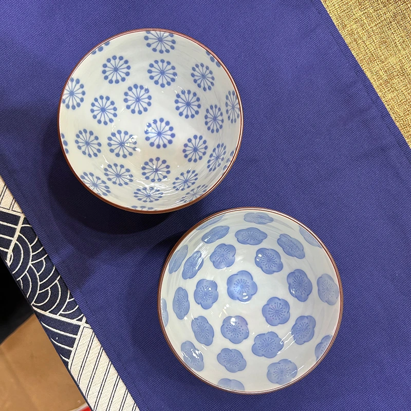【组合装】写意梅+梅丸纹12.5cm饭碗家用陶瓷日本进口釉下彩米饭碗