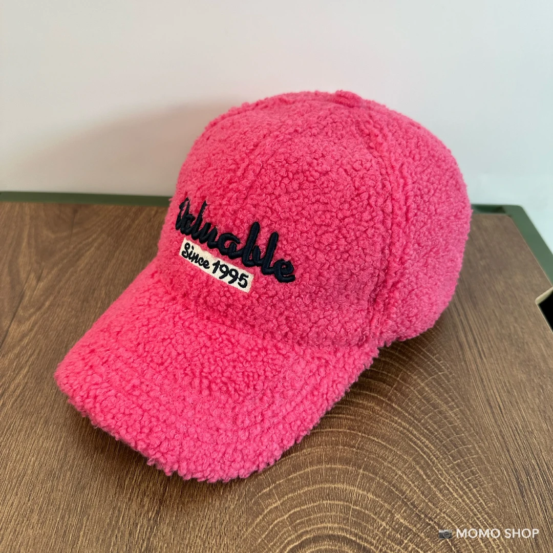 高品质羊羔绒棒球帽韩版潮牌字母刺绣男女秋冬街头加厚保暖鸭舌帽