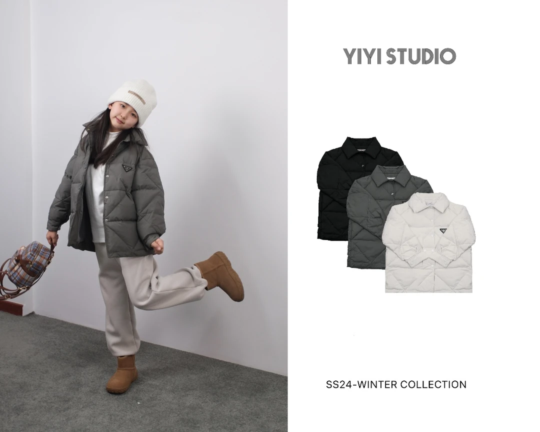 YiYi 童装三色翻领羽绒服0413