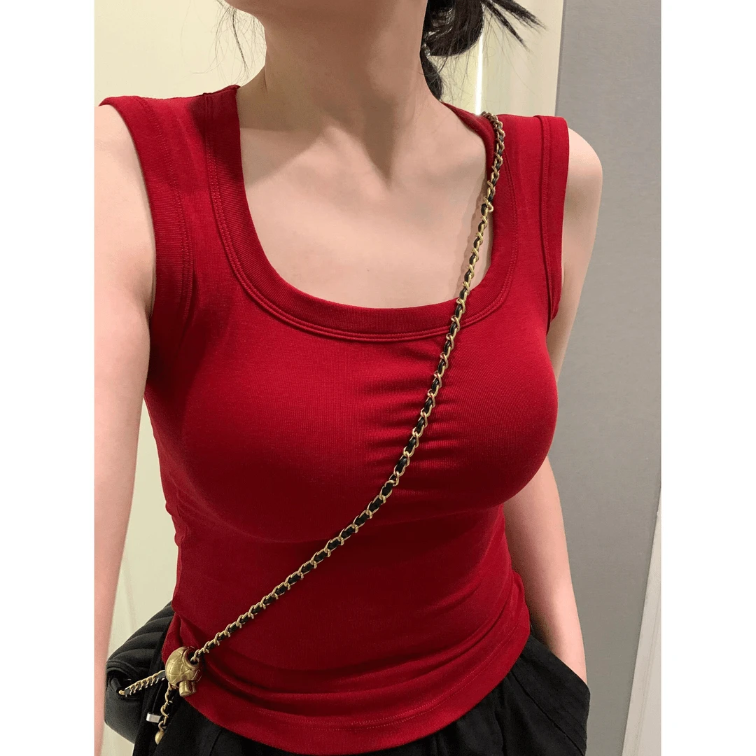 磨毛保暖新款四季正肩显瘦辣妹百搭运动背心外穿打底衣韩版修身衣