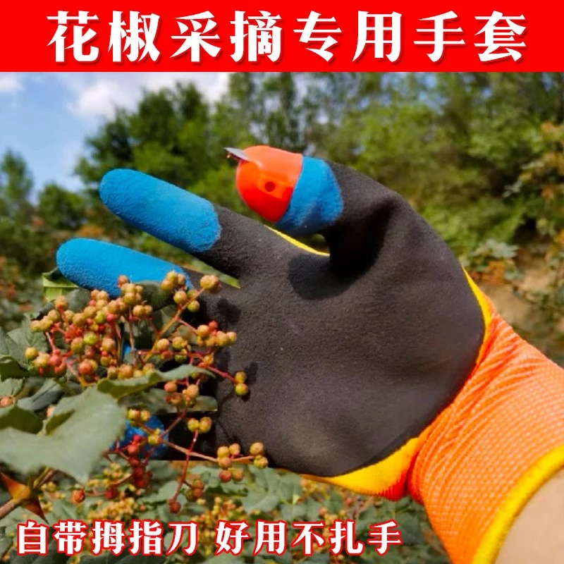 新摘花椒专用神器专用手套摘椒的折花椒工具掐花椒农用拇指刀手套
