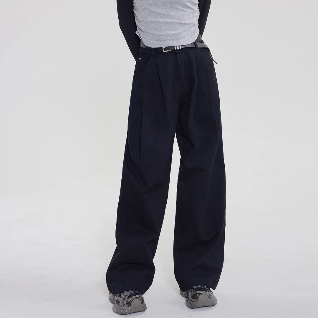 时尚垂感直筒裤白色高腰休闲百搭复古高街宽松美式运动潮流秋冬