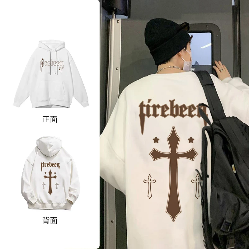 潮牌简约字母连帽卫衣秋冬新款百搭宽松长袖上衣男女休闲卫衣#R44