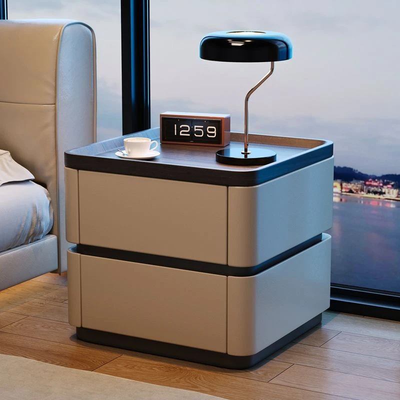 z%轻奢整装床头柜带锁简约现代家用卧室意式极简收纳柜高级感床边