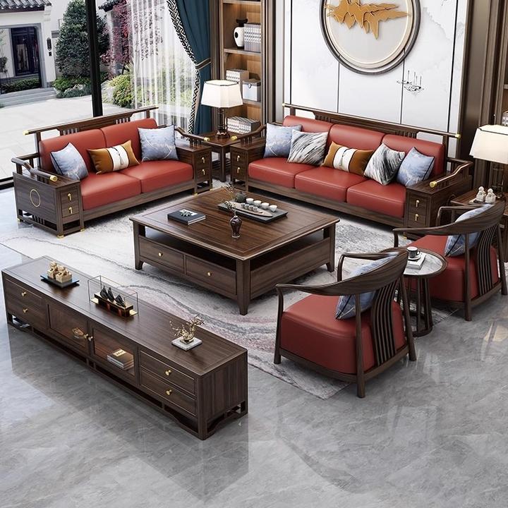 新中式简约实木沙发酒店储物乌金木沙发后现代实木家具新中式家具