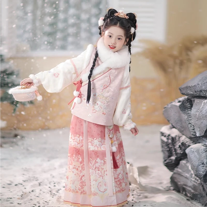 汉服女童冬季新款儿童女古风仙气古装2025小女孩中国风唐装拜年服