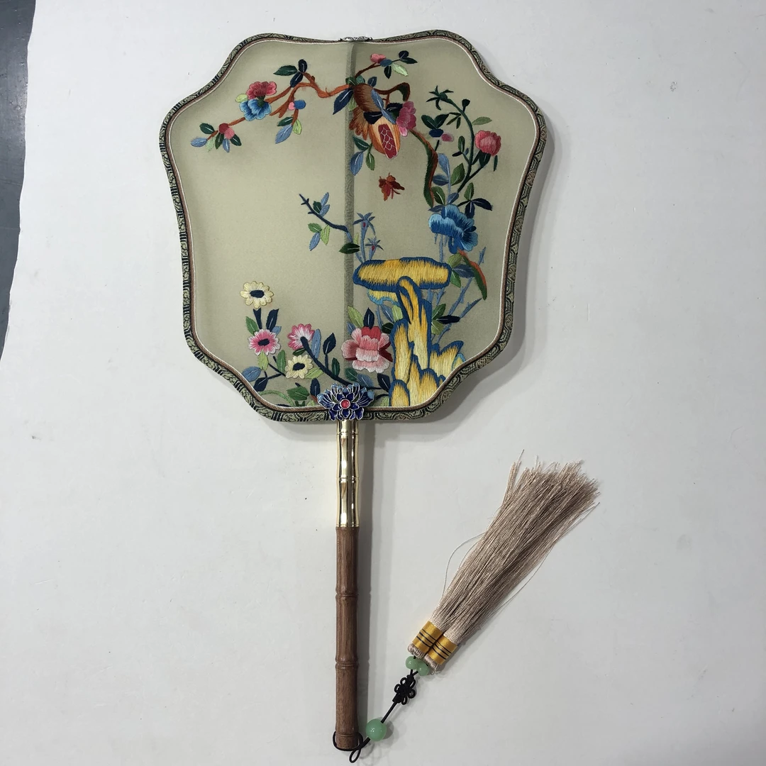 古风扇子中国风刺绣团扇汉服旗袍弯头通笔