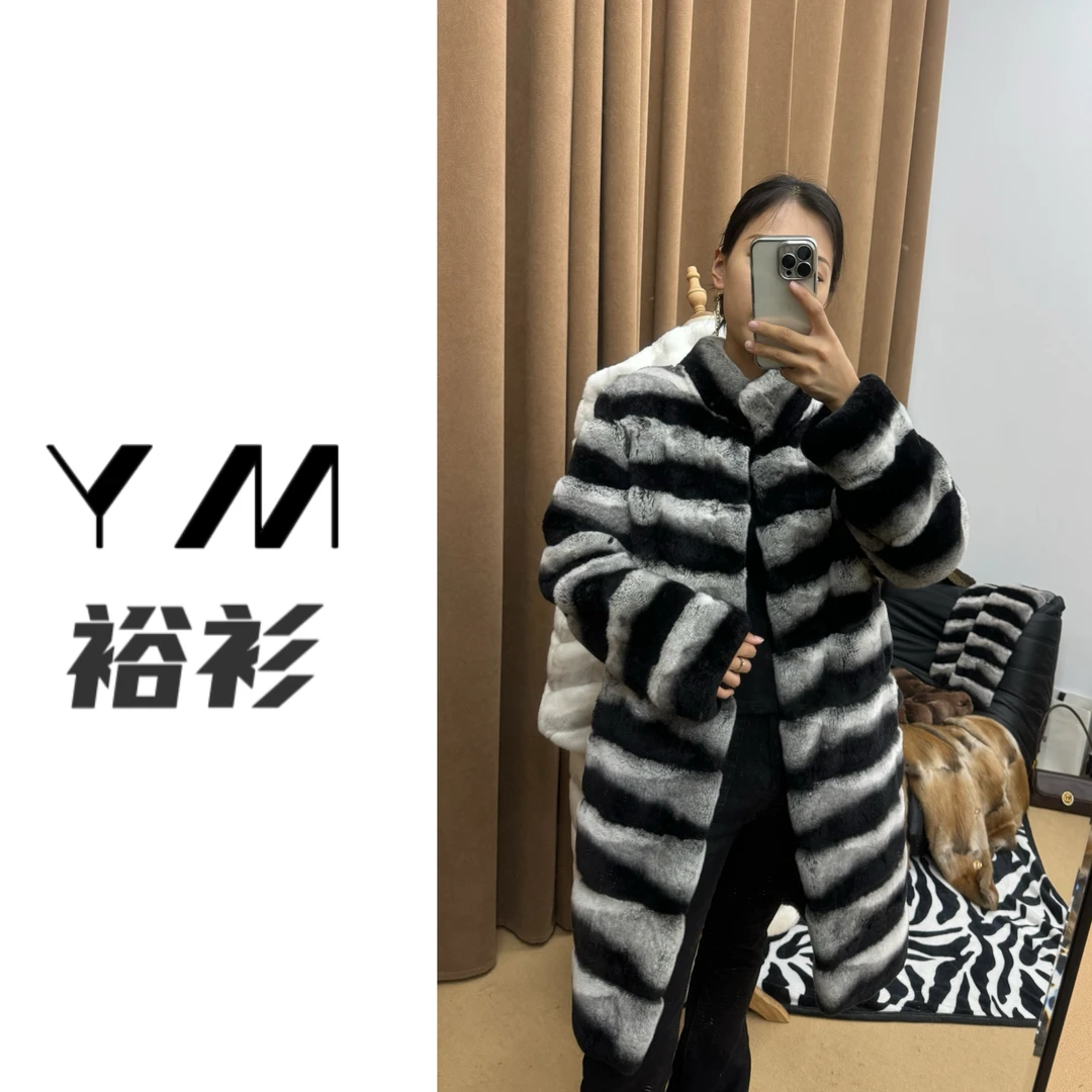 【罗曼蒂克】中长90獭兔外套 龙猫色青紫蓝保暖百搭加厚