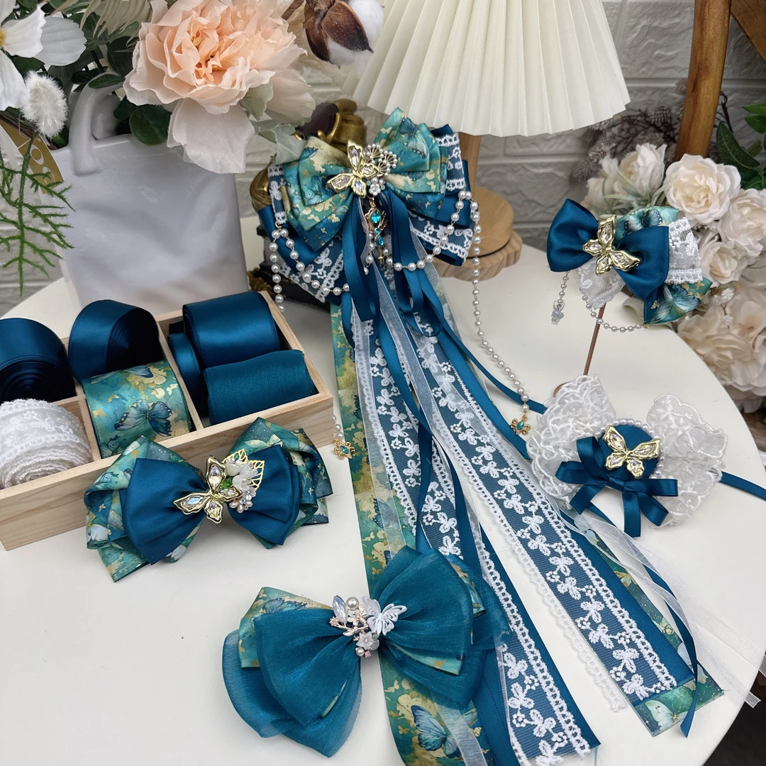 AB面绿梦蝶棉带蝴蝶结布艺diy手工材料礼品花束包装缎带服装织带