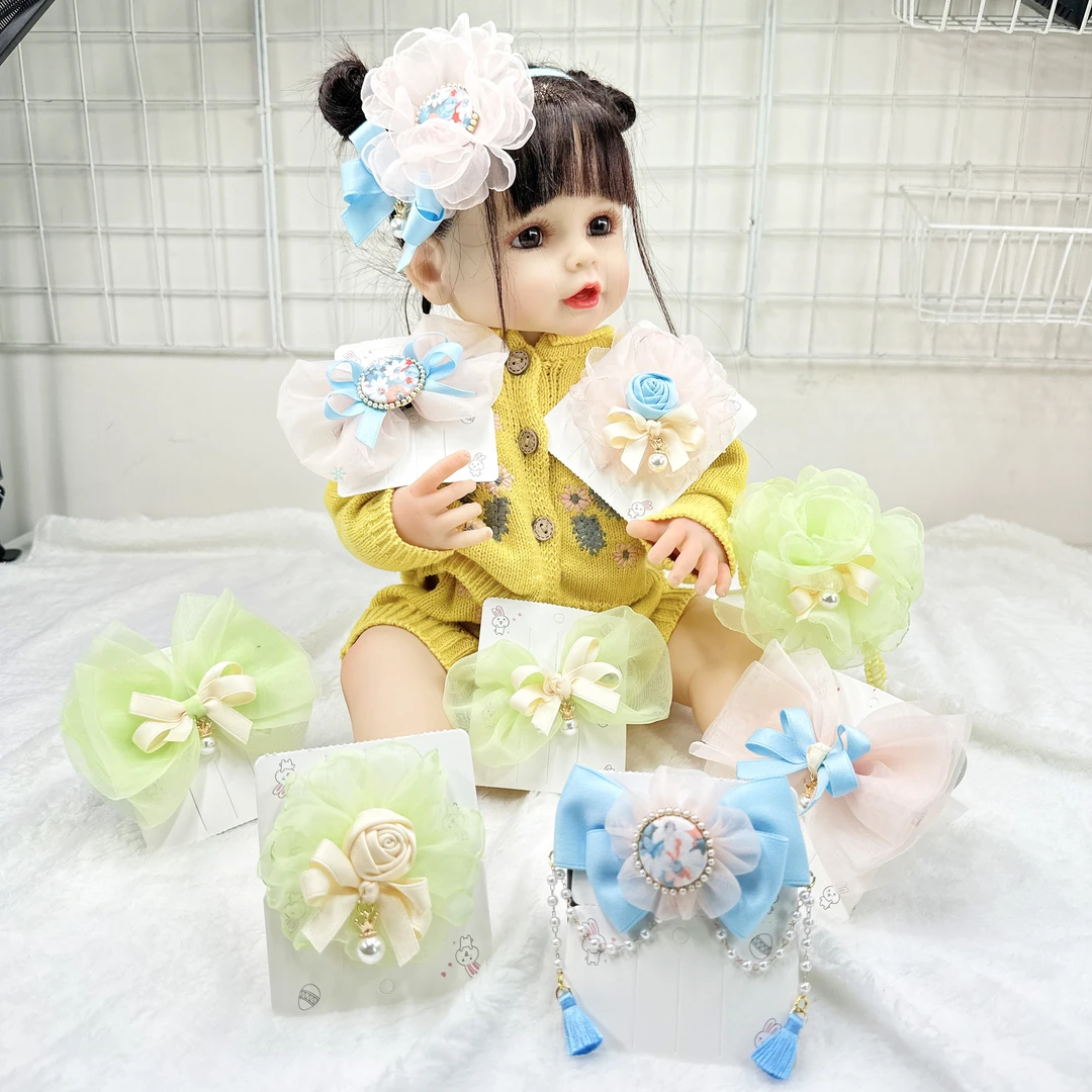 萌芽绿超密纱蝴蝶结发饰蝴蝶结材料042