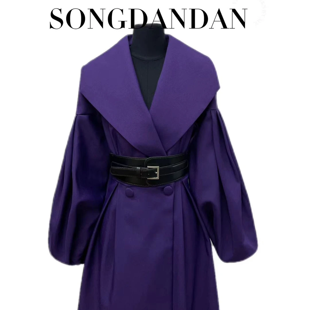 【DDS】【省心穿搭】新款设计师款翻领灯笼袖大衣两穿轻奢气质百搭