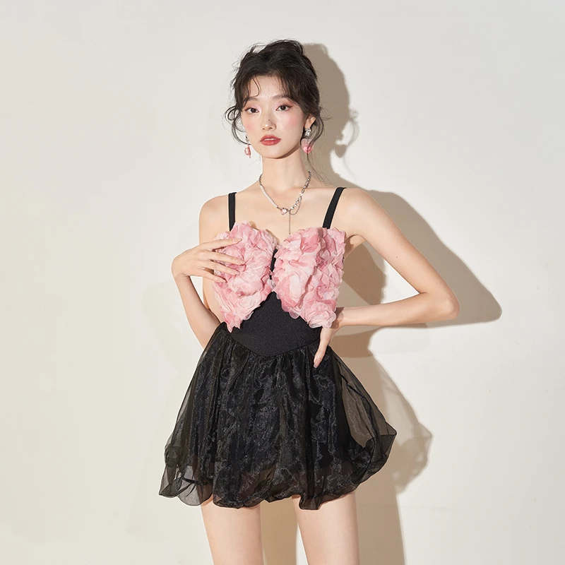 水星说【浪漫宇宙】泳衣女蝴蝶结遮肉显瘦立体花朵ins温泉度假