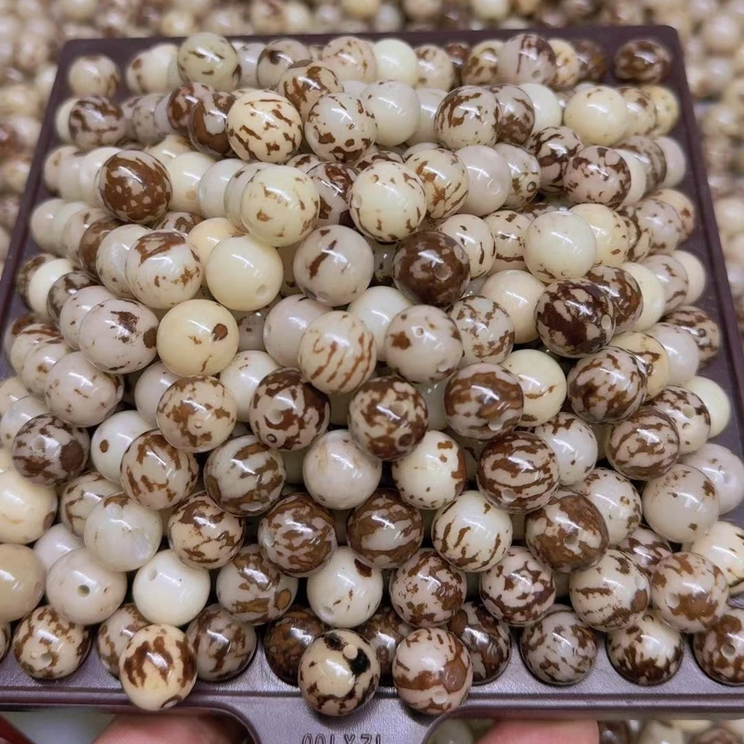 17㎜+白虎斑天然菩提散珠DIY手串手持108佛珠毛衣链白玉菩根非正圆