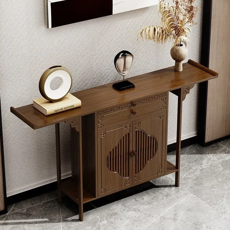 新中式玄关台禅意门厅玄关柜子简约客厅隔断条案端景台楠竹玄关柜