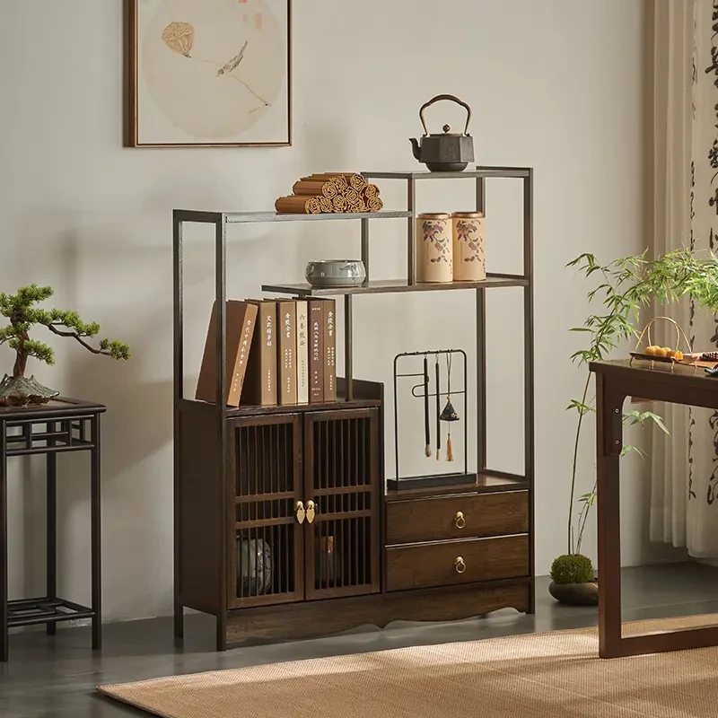 博古架中式茶具收纳架茶室茶壶置物架茶杯架子茶叶柜茶架展示架