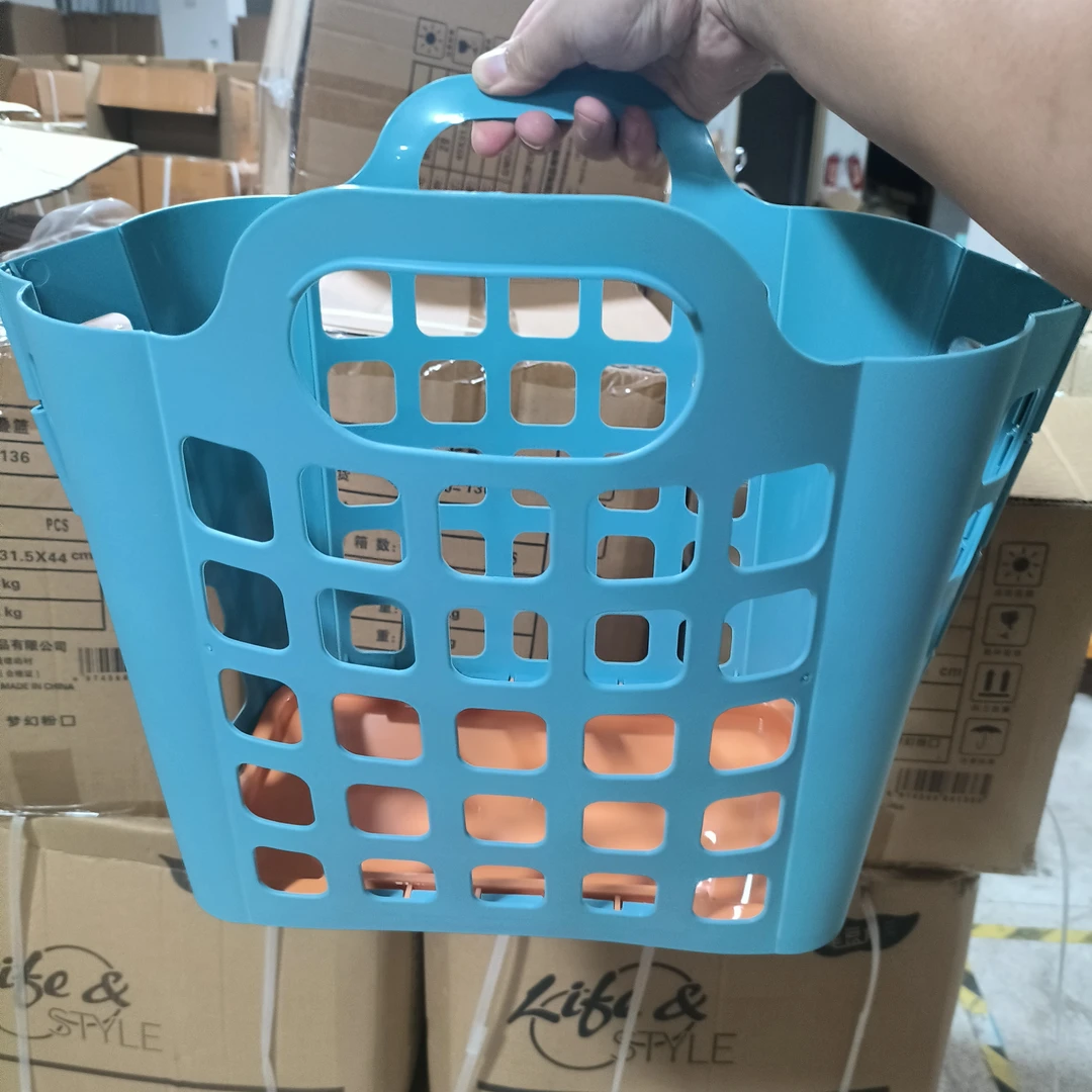 颜色不挑折叠洗澡蓝收纳篮发2个