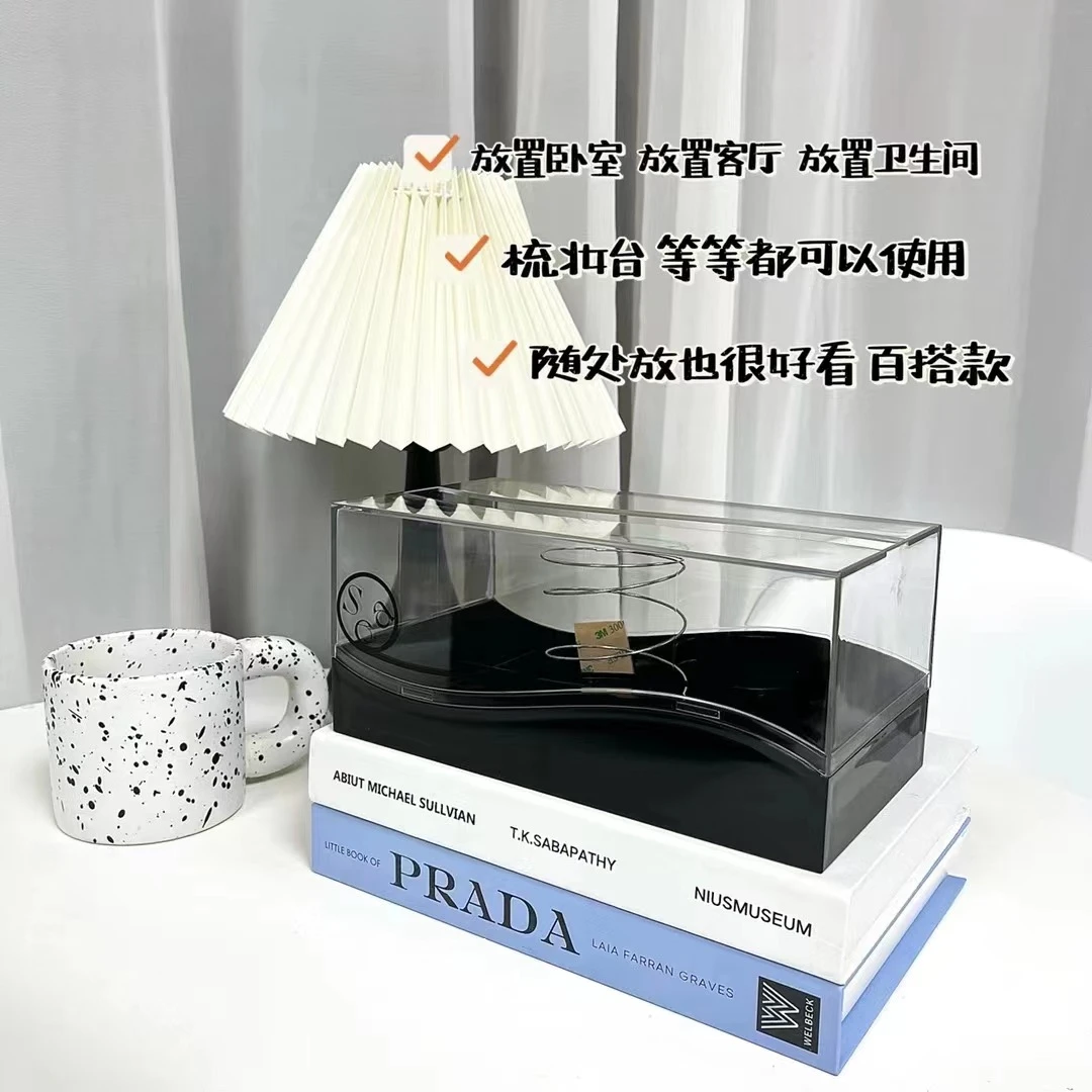 波浪弹簧桌面纸巾盒颜色不挑