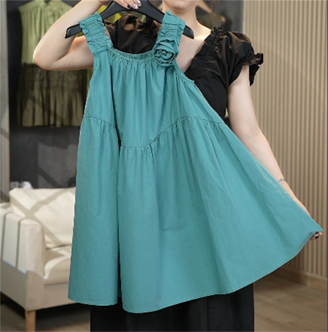 【CW】设计师2024女童显瘦气质时尚洋气夏季无袖花朵连衣裙