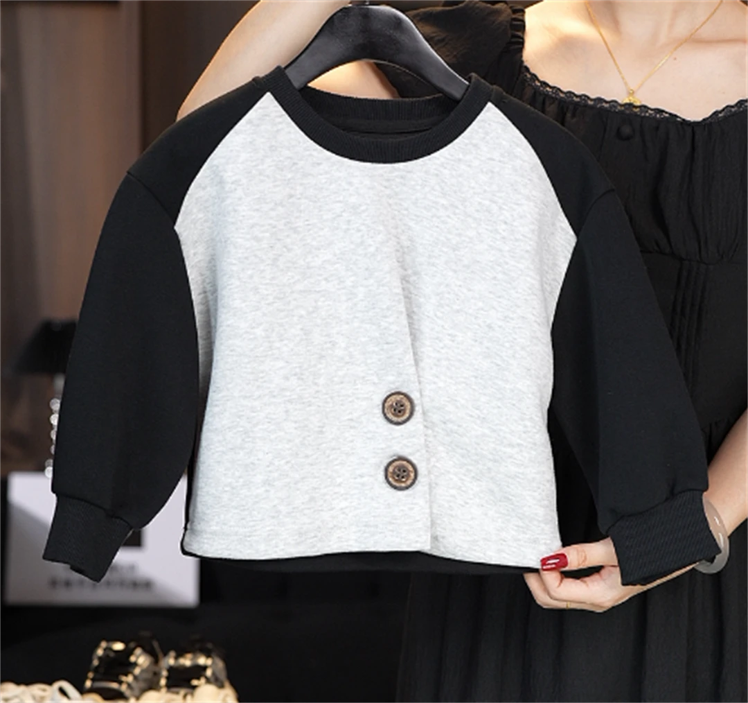 【CW】拼色设计   小两扣设计圆领卫衣  “不加绒”  WY4752