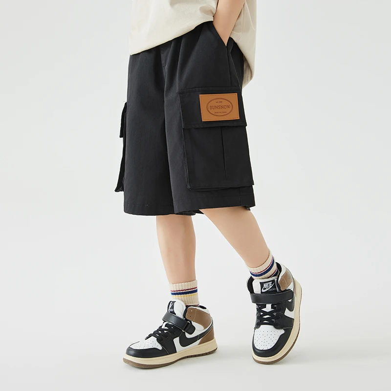 KKIKKI  （全棉短裤）夏季中大童儿童休闲裤时尚夏款纯色薄款宽松