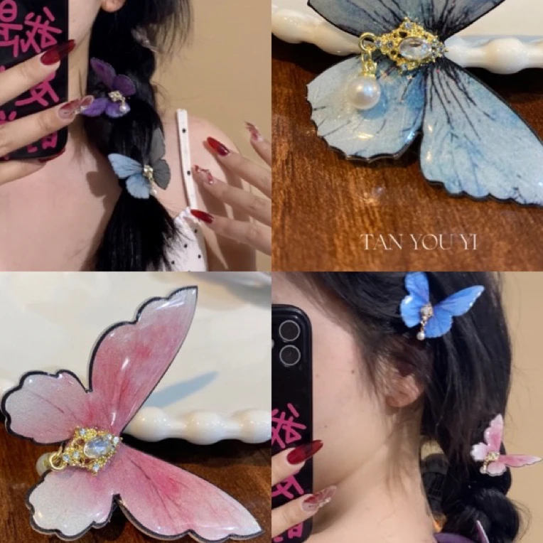 【蝴蝶梦】超仙清透感蝴蝶发夹边夹