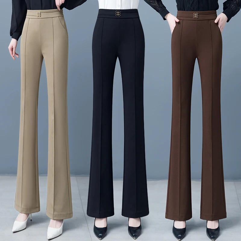 2024春秋新款爆款微喇裤黑色裤子女垂感微喇裤女高腰显瘦喇叭裤