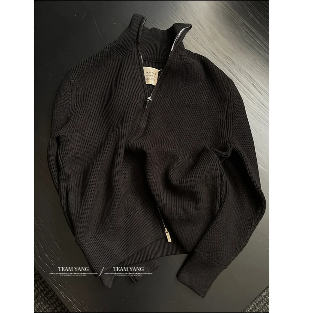 Team Yang-25年早秋新品高领长袖针织开衫毛衣极简纯色3713