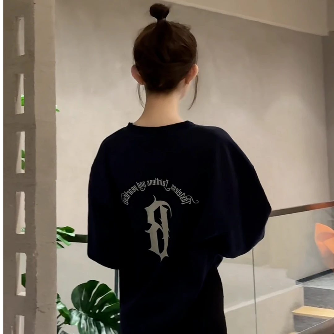 秋冬新款美式复古高街花体字母印花休闲宽松百搭潮流情侣圆领卫衣