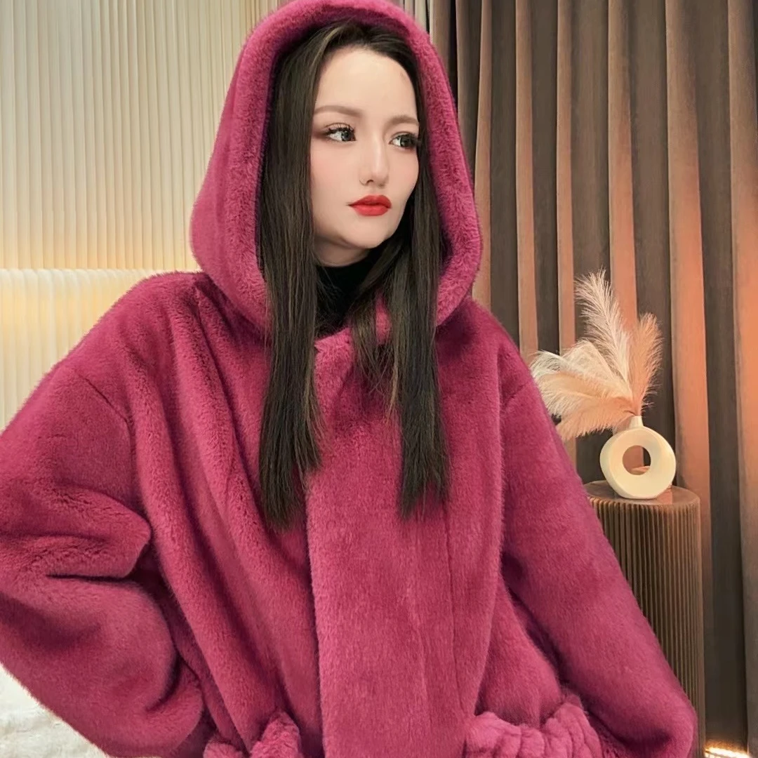【AM】女工装风保暖毛呢外套慵懒风时尚带帽ins网红外套上衣冬季
