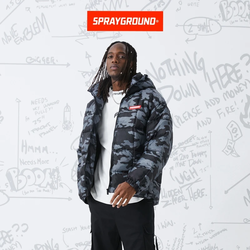 SPRAYGROUND鲨鱼嘴羽绒服迷彩宽松潮服保暖连帽秋冬款DR WD941318