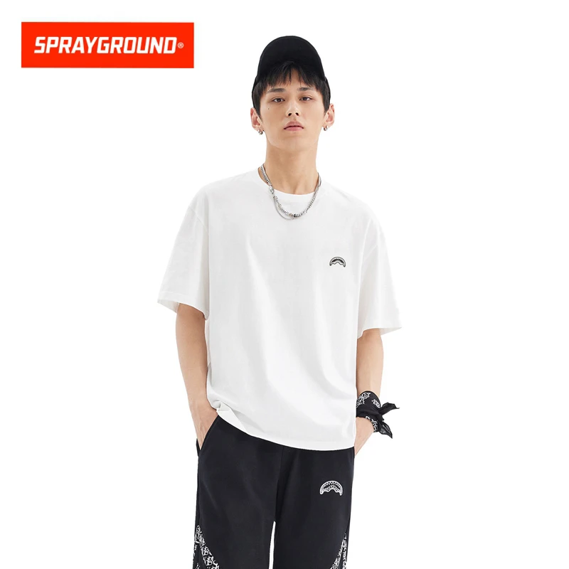 SPRAYGROUND 鲨鱼嘴短袖T恤黑白纯色休闲印花夏季新款DR WD920207