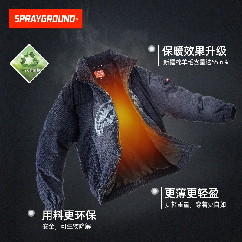 SPRAYGROUND 鲨鱼嘴棉服绵羊毛保暖冬季宽松潮流美式JM WE041201