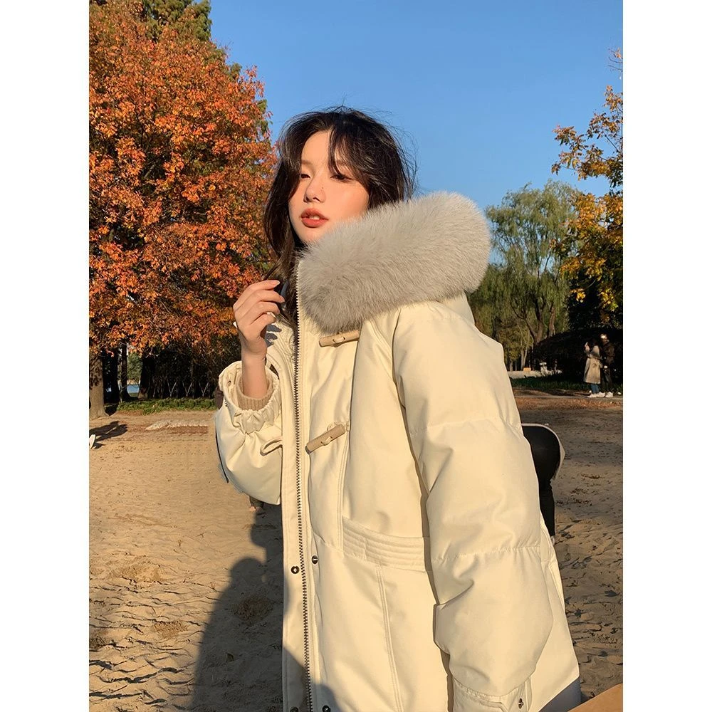 波司登商场羽绒服女中长款2023年新款遮肉韩版牛角扣冬季加厚过膝
