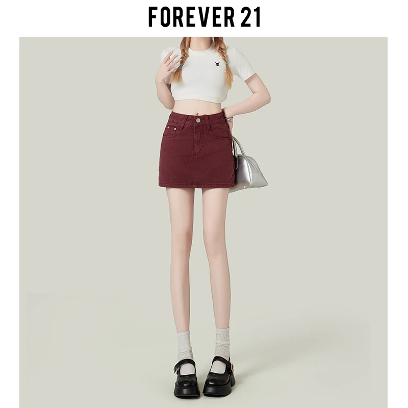 FOREVER 21/永恒 21复古A字辣妹显瘦半身裙女夏季小个子高腰短裙
