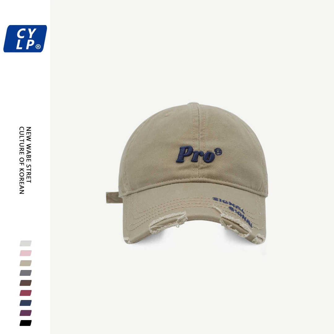 帽子街头做旧破洞棒球帽男女韩版时尚潮牌立体字母重工刺绣鸭舌帽