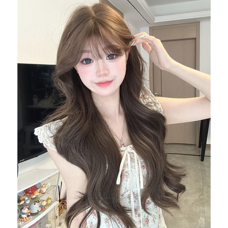 假发女长卷发仿真发冷棕色微卷造型全头套式蓬松隐形整顶假发套