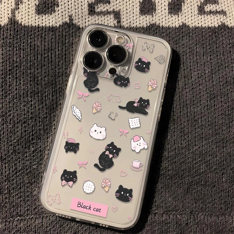 可爱猫咪适用苹果15Promax手机壳iPhone14Plus透明13闺蜜12新款11