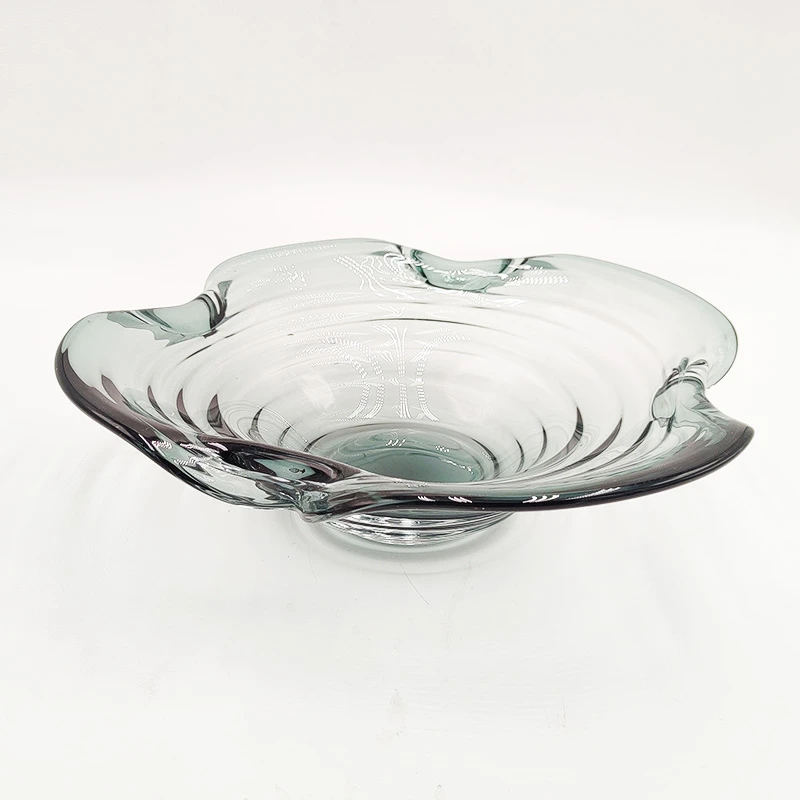 【A197】摩瑟家居【墨绿色琉璃花瓣果盘】HC花瓶摆件玻璃花盆