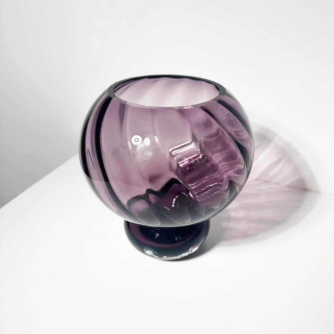 【19*11cm】摩瑟家居【紫色漩涡】HCDF花瓶花器玻璃
