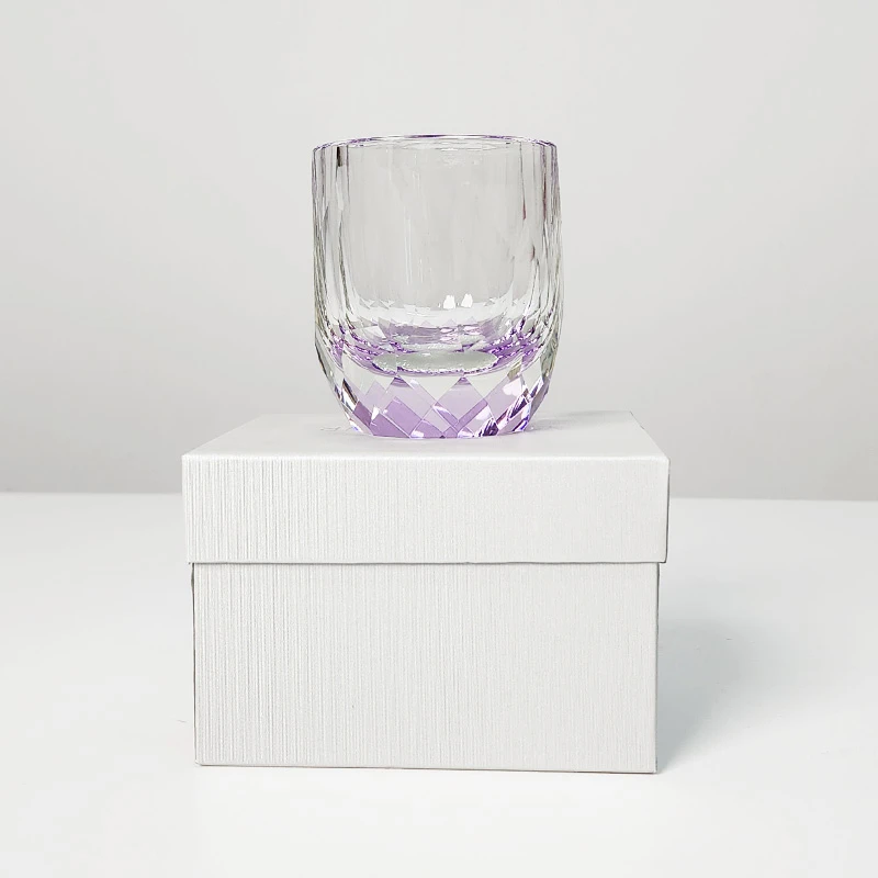 【耐热】摩瑟DP【高透钻面切子-紫色】LKDF花瓶摆件玻璃花盆