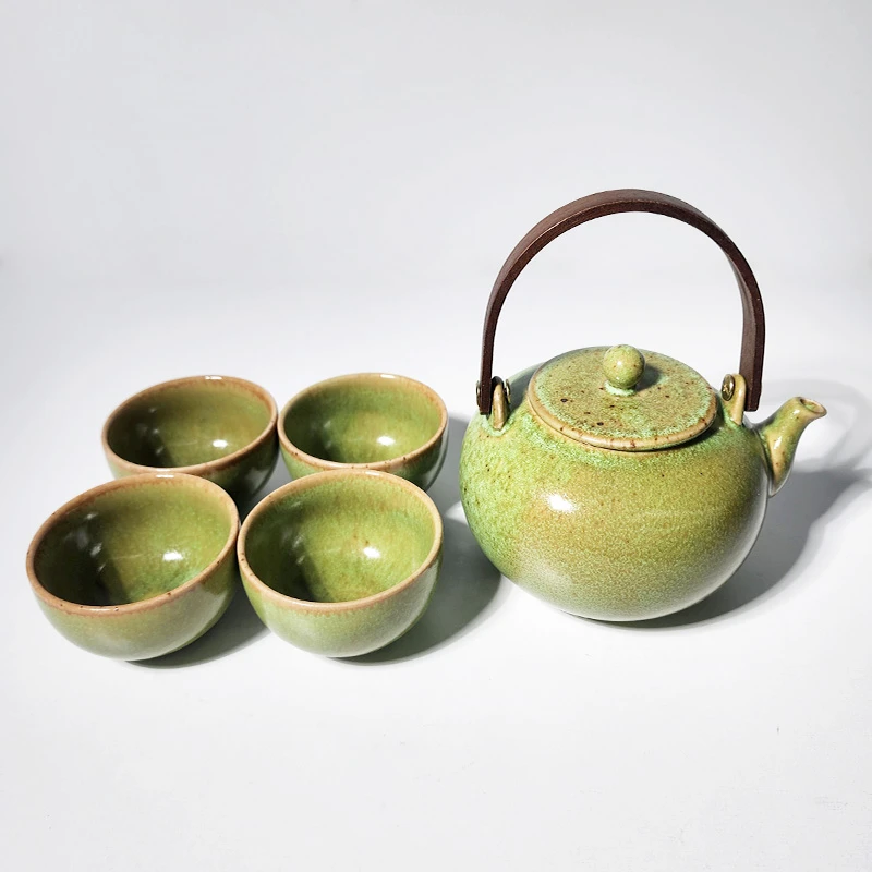 【1壶4杯】摩瑟家居【450ml天门茶壶-竹叶青】DXC花瓶摆件玻璃
