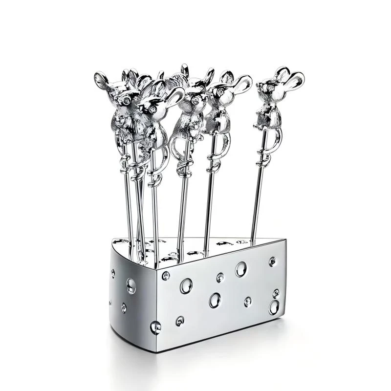 【底座6*9cm / 签长8cm】摩瑟家居【奶酪水果签】HAZC玻璃花瓶摆件