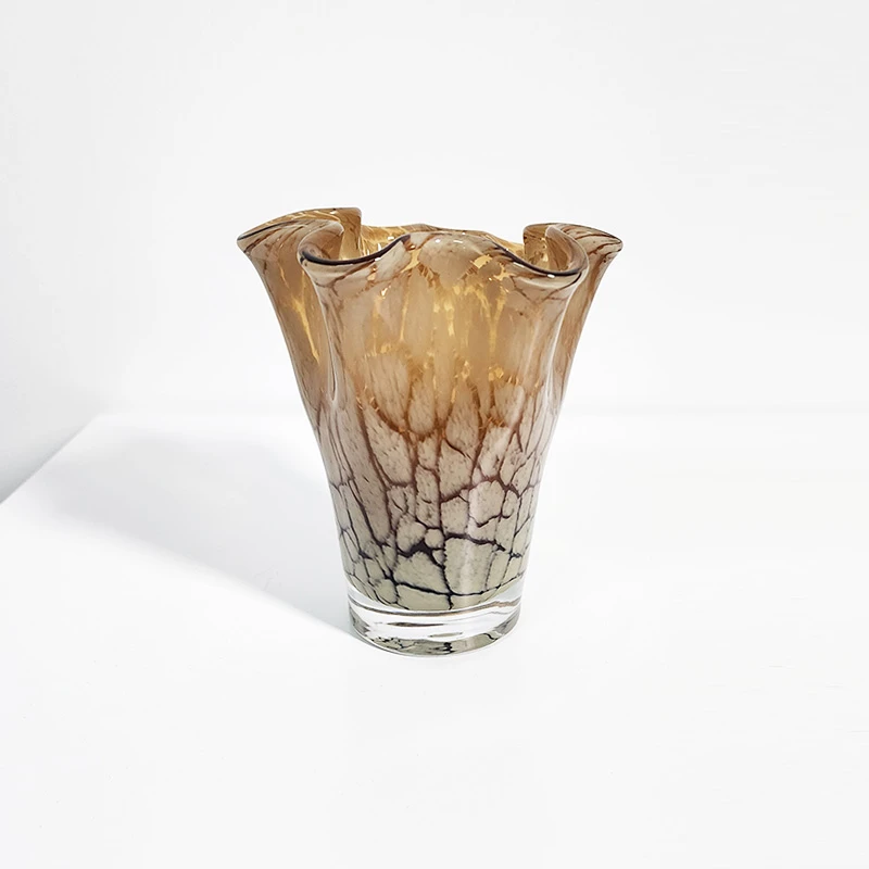 【高14cm】摩瑟家居【琥珀斑纹羽毛球-小号】HCDF花瓶摆件玻璃花盆
