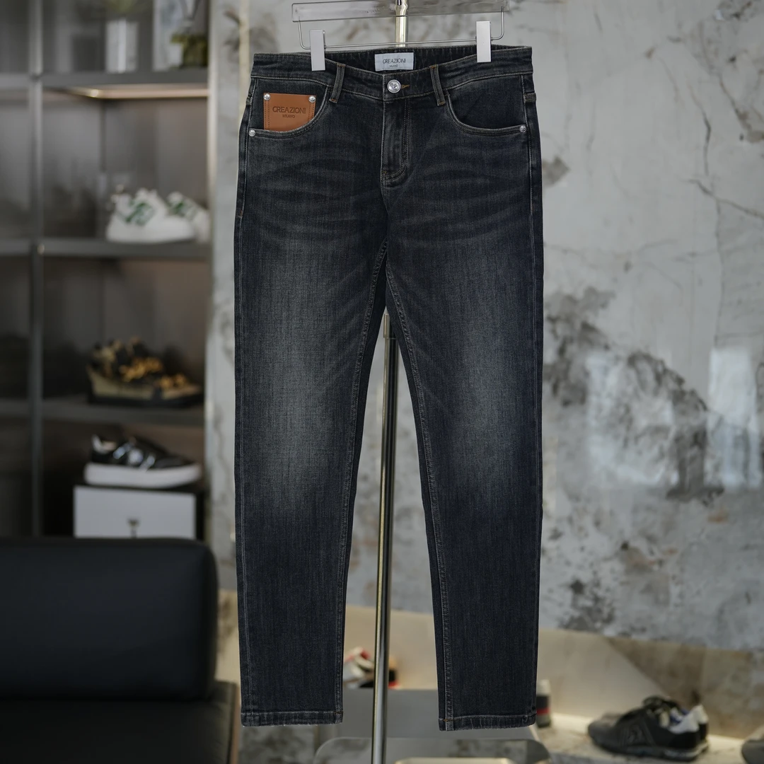【CREAZIONI青蛙】克莱切尼秋冬净版素色重磅简约小直筒修身牛仔裤