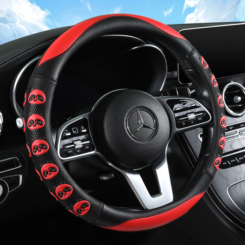 新款方向盘套汽车四季通用防滑吸汗网红男款男士装饰超薄可爱把套