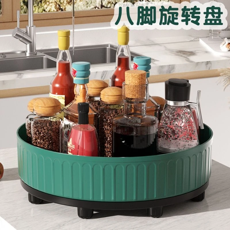 加厚可旋转调料架厨房置物架多功能调料收纳盒水果酱油醋转盘J344